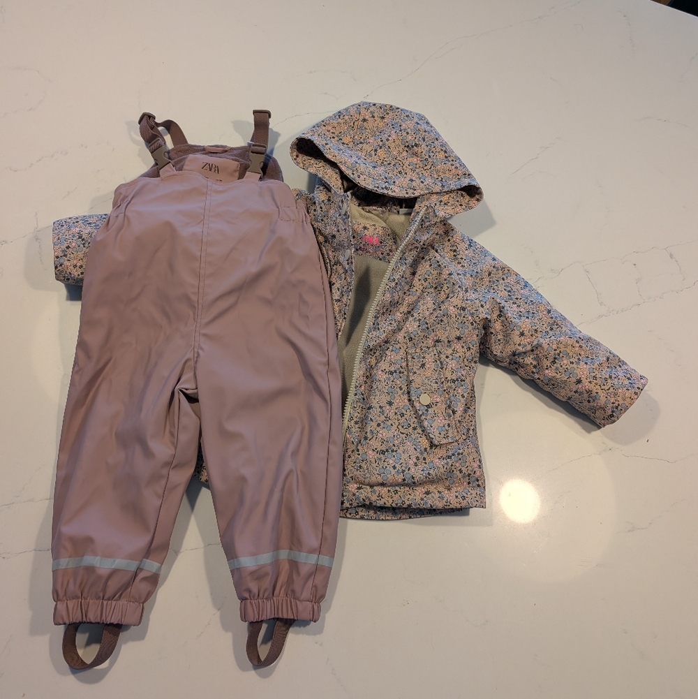 Zara Floral Jacket and Mauve Overalls Set